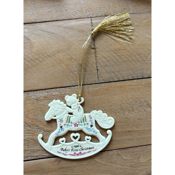 Lenox 1996 Baby's First 1st Christmas Tree Ornament Rocking Horse Used - Picture 4 of 9
